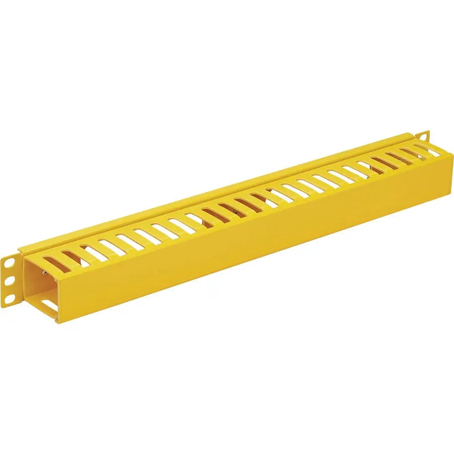 EATON Tripp Lite Horizontal Cable Manager - Finger Duct with Cover, Yellow, 1U - Horizontal Cable Manager - Yellow - 1U Rack Height - Steel - SRCABLEDUCT1UFC