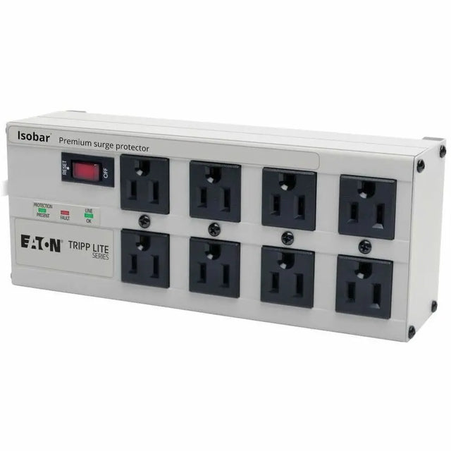 EATON Tripp Lite Isobar Surge Protector Metal RJ11 8 Outlet 12' Cord 3840 Joules - Receptacles: 8 x NEMA 5-15R - 3840J - ISOTEL8ULTRA