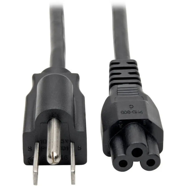 EATON Tripp Lite Laptop/Notebook Power Extension Cord 10A 1-15P to C5 3' 3ft - For Notebook - 18 Gauge - 125 V AC10 A - Black - 3 ft Cord Length - P013-003