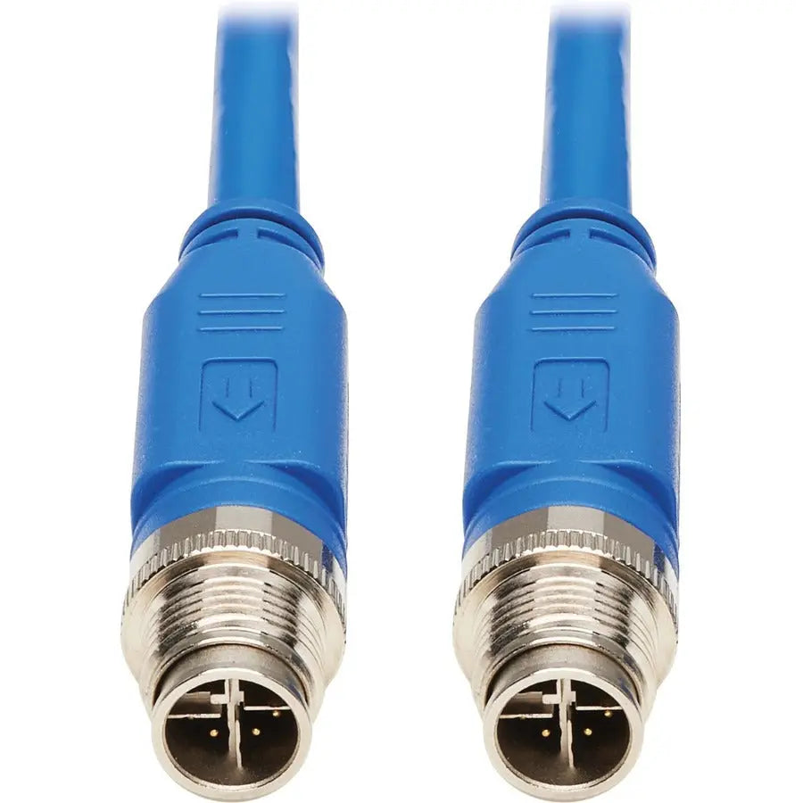 EATON Tripp Lite M12 X-Code Cat6 1G UTP CMR-LP Ethernet Cable (M/M), IP68, PoE, Blue, 1 m (3.3 ft.) - 3.28 ft Category 6 Network Cable for Network Device, VoIP Device, Access Control Device, Controller, Swi...  - NM12-601-01M-BL