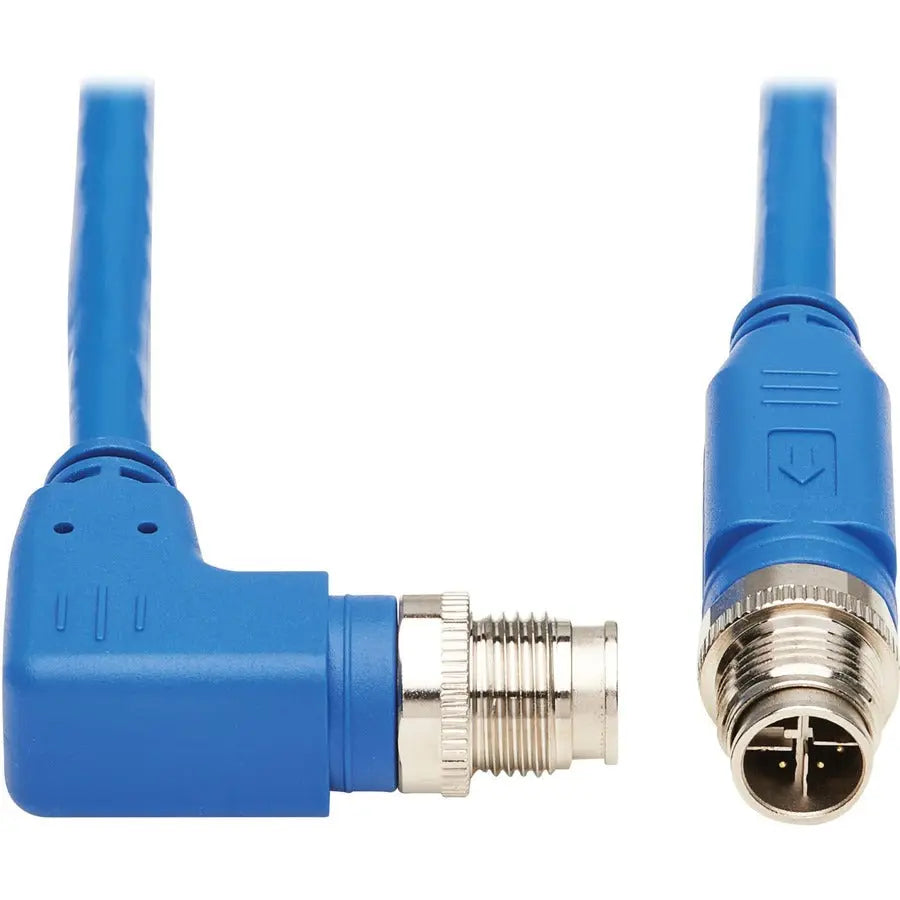 EATON Tripp Lite M12 X-Code Cat6 1G UTP CMR-LP Ethernet Cable (Right-Angle M/M), IP68, PoE, Blue, 3 m (9.8 ft.) - 9.84 ft Category 6 Network Cable for Network Device, VoIP Device, Access Control Device, Con...  - NM12-603-03M-BL