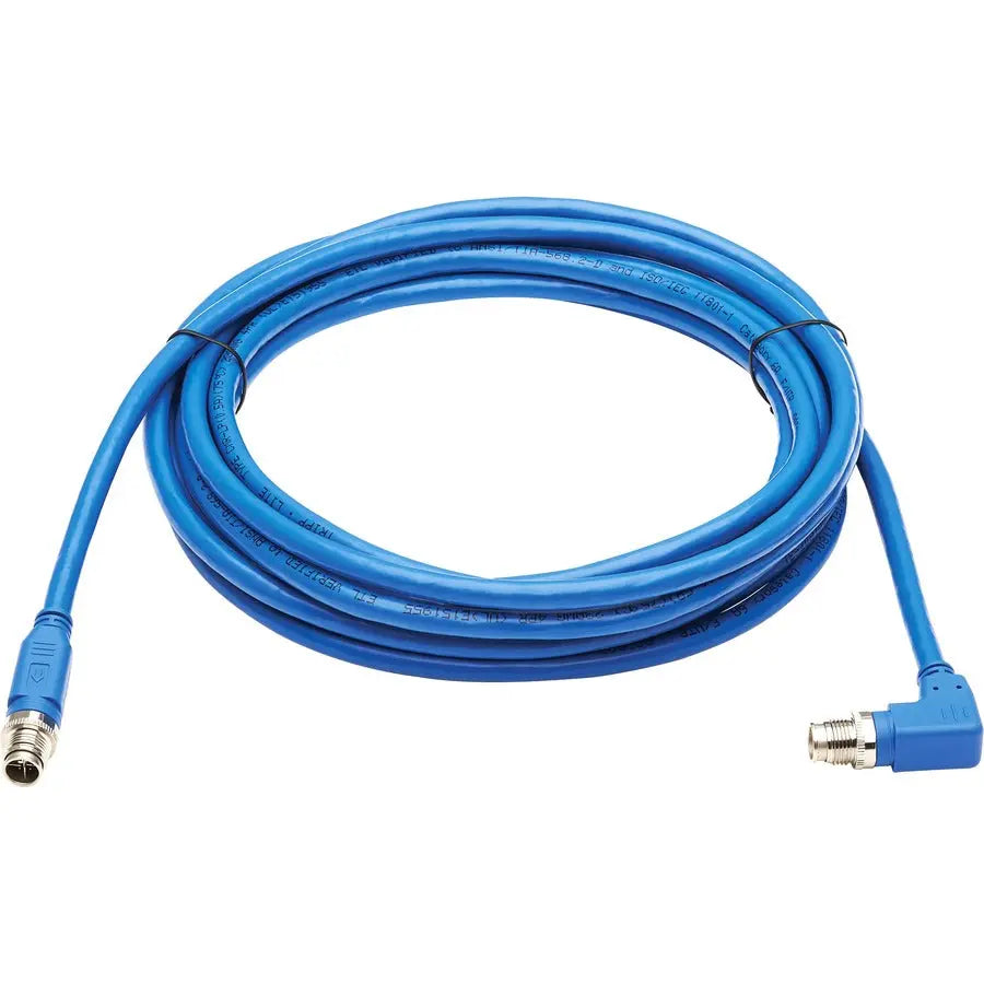 Tripp Lite M12 X-Code Cat6a 10G F/UTP CMR-LP Shielded Ethernet Cable (Right-Angle M/M), IP68, PoE, Blue, 10 m (32.8 ft.) - 32.81 ft Category 6a Network Cable for Network Device, Controller, Switch, Se...  - NM12-6A3-10M-BL EATON