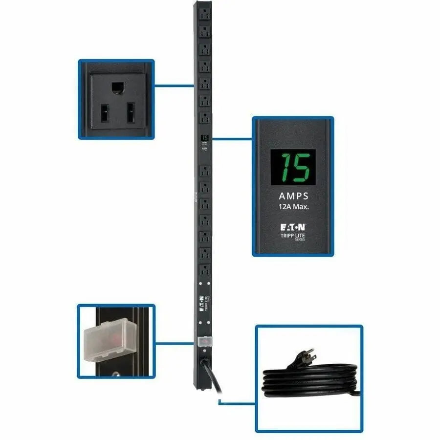 EATON Tripp Lite PDU Metered 120V 15A 5-15R 14 Outlet 5-15P 36 Inch Height 0URM - NEMA 5-15P - 14 x NEMA 5-15R - PDUMV15-36