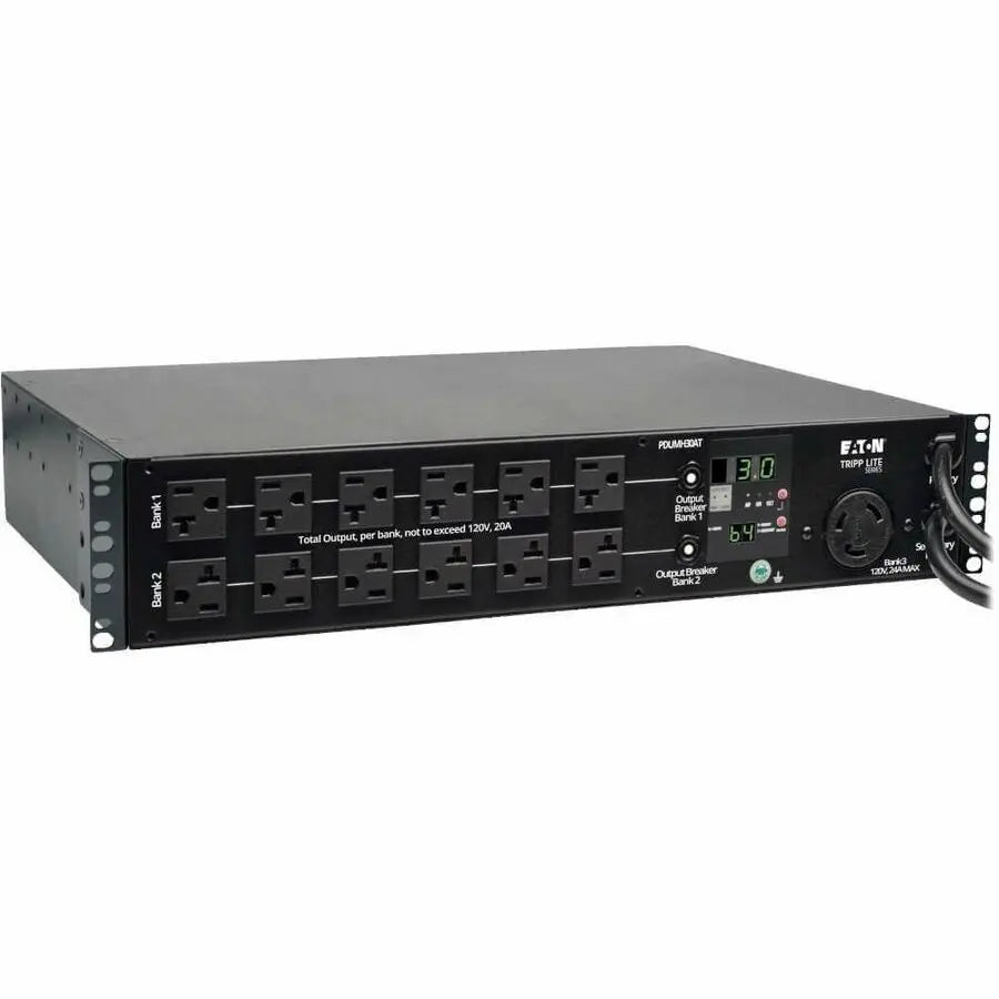 EATON Tripp Lite PDU Metered ATS 120V 30A 24 5-15/20R; 1 L5-30R 2 L5-30P 2URM - 24 x NEMA 5-15/20R, 1 x NEMA L5-30R - 2UHorizontal Rackmount, Wall Mountable - PDUMH30AT