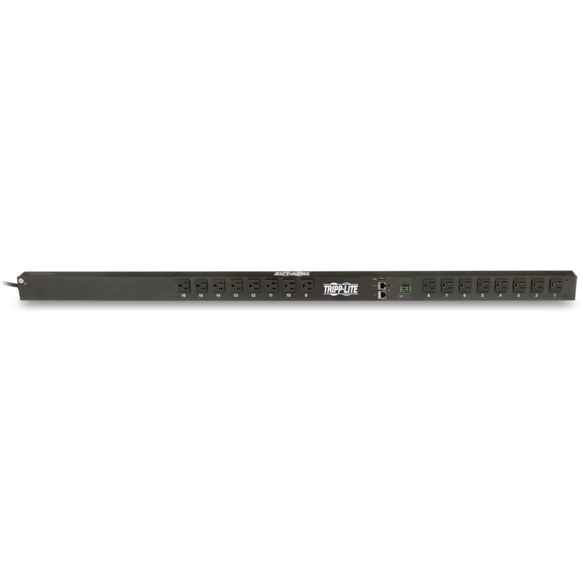 EATON Tripp Lite PDU Monitored 1.4kW 120V 16 5-15R LX Platform Interface 0URM TAA - Monitored - NEMA 5-15P - 16 x NEMA 5-15R - 120 V AC - 0U - Vertical - Rack Mount - TAA Compliant - PDUMNV15LX