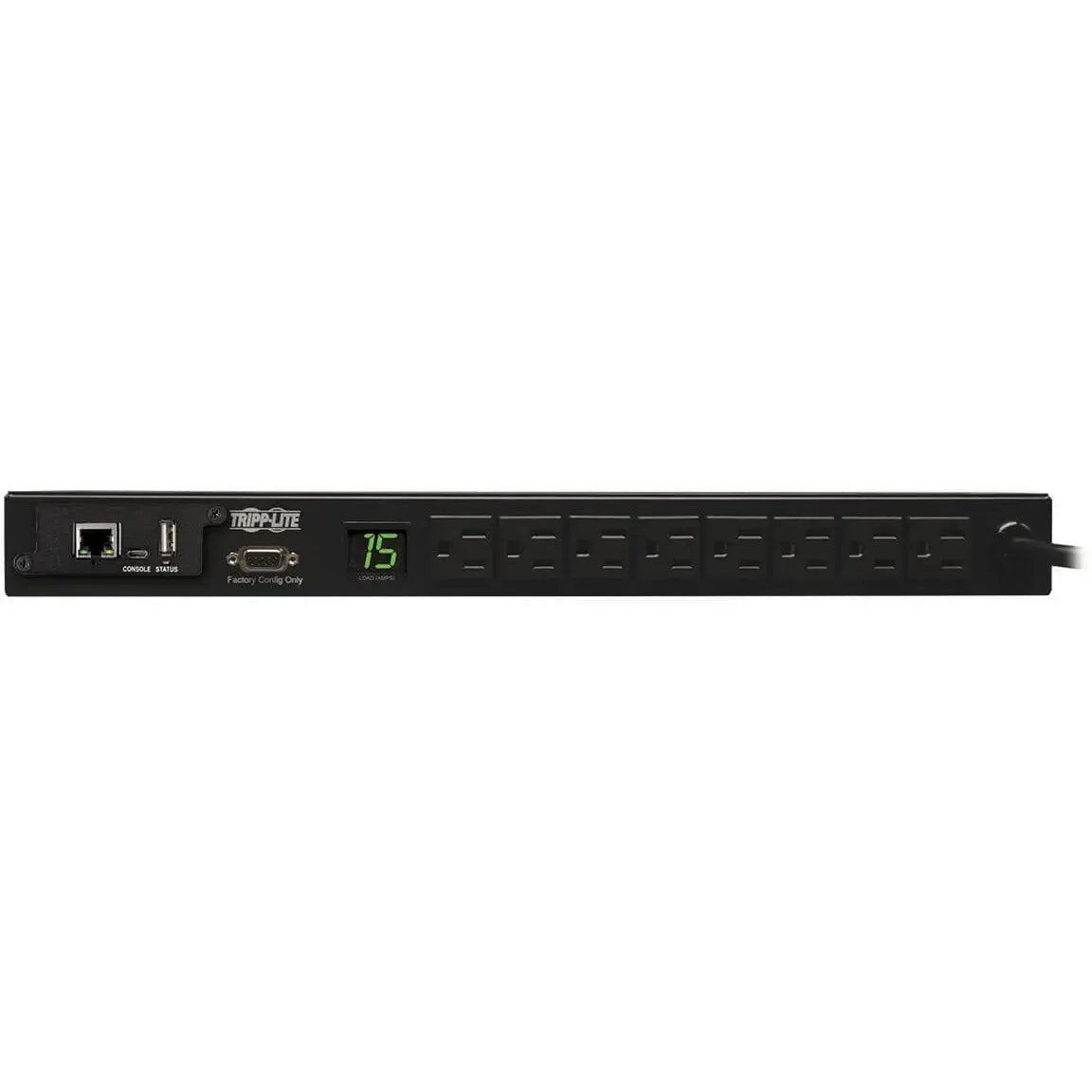 EATON Tripp Lite PDU Monitored 120V 15A 5-15R 8 Outlet 5-15P Horizontal 1URM - 8 x NEMA 5-15R - 1U Horizontal Rackmount - PDUMNH15