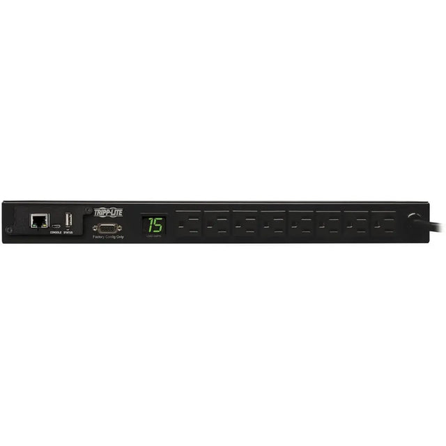 EATON Tripp Lite PDU Monitored 120V 15A 5-15R 8 Outlet 5-15P Horizontal 1URM - 8 x NEMA 5-15R - 1U Horizontal Rackmount - PDUMNH15