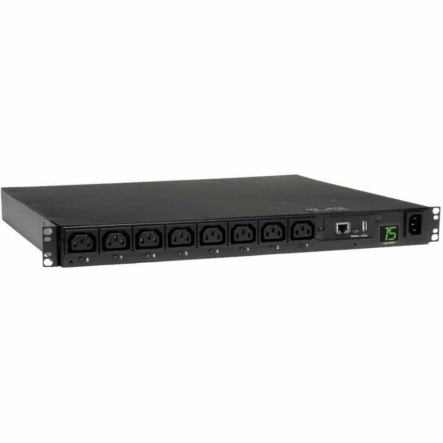 EATON Tripp Lite PDU Switched 200V - 240V 15A C13 8 Outlet C14 Horizontal 1URM TAA - 8 x IEC 320 EN 60320 C13 - 1U Rack-mountable - PDUMH15HVNET