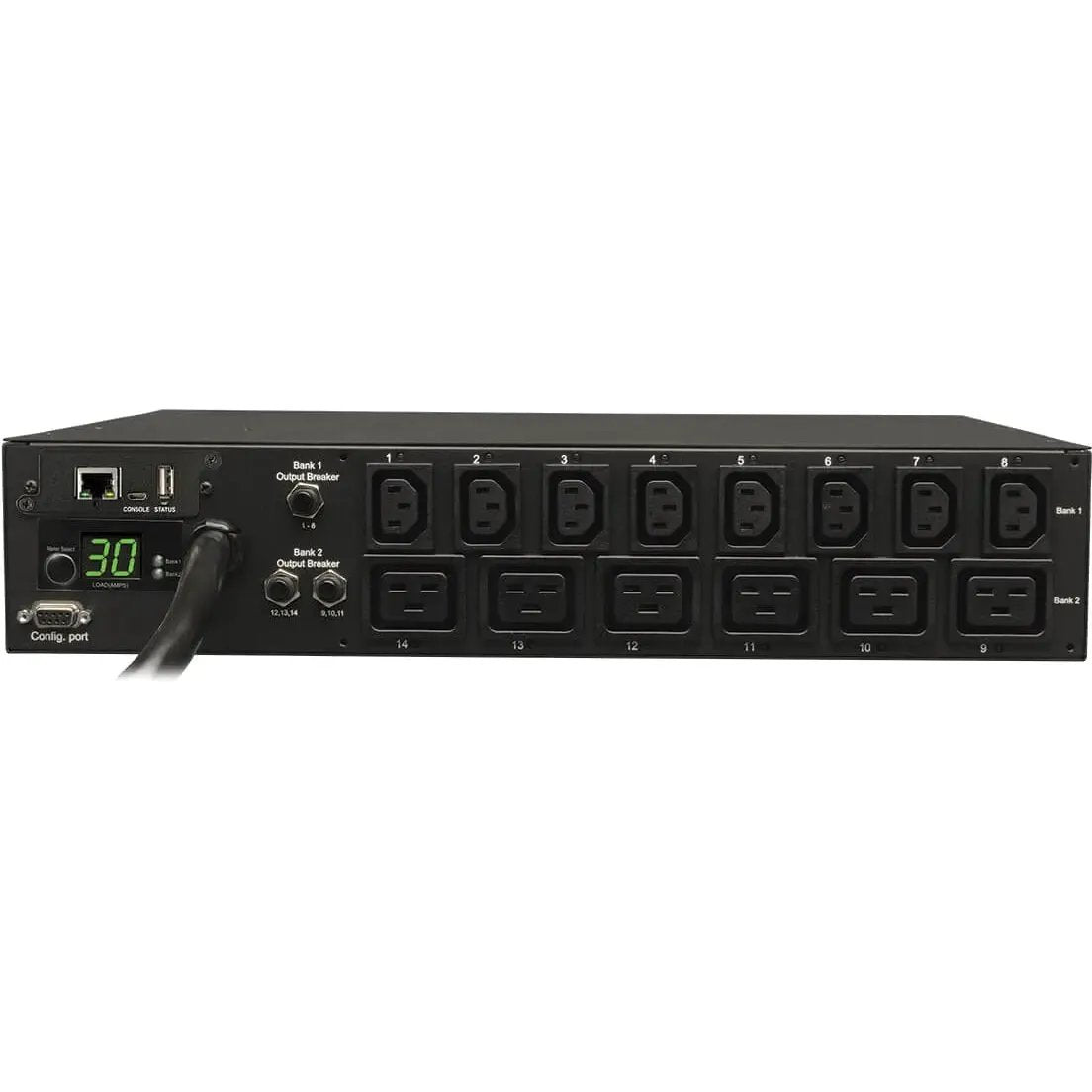 EATON Tripp Lite PDU Switched 208V - 240V 30A 8 C13; 6 C19 L6-30P Horizontal 2URM - 14 - 2U Rack-mountable - PDUMH30HV19NET