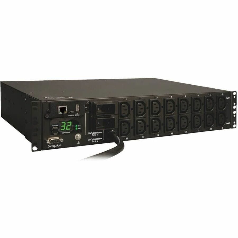 EATON Tripp Lite PDU Switched 230V 32A 7.4kW 16 C13 Outlet IEC-309 Horizontal 2U TAA - 16 x IEC 60320 C13 - 7.36 kVA - 2U - Horizontal Rackmount - PDUMH32HVNET