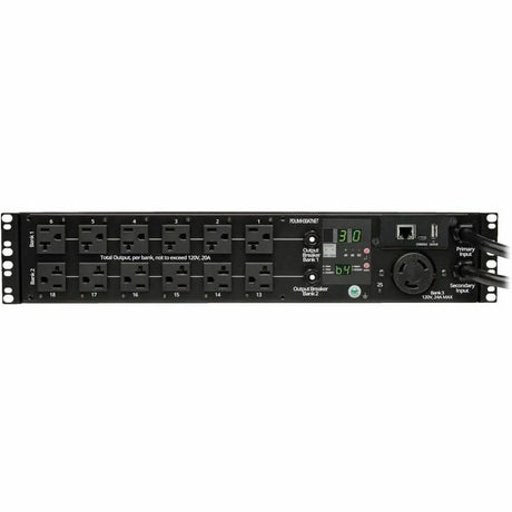 EATON Tripp Lite PDU Switched ATS 120V 30A 24 5-15/20R; 1 L5-30R 2 L5-30P 2URM - 24 x NEMA 5-15/20R, 1 x NEMA L5-30R - 2UHorizontal Rackmount - PDUMH30ATNET