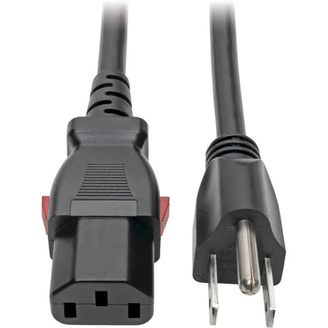 EATON Tripp Lite Power Extension Cord 5-15P to Locking C13 M/F 18 AWG 10A 1ft - For Monitor, PC, Server, Printer, Computer - 125 V AC Voltage Rating - 10 A Current Rating - Black - P006-L01