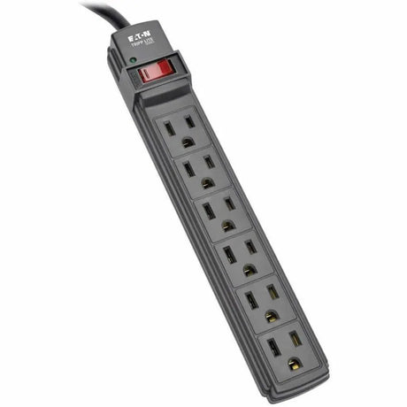 EATON Tripp Lite Power Strip 6-Outlet 5-15R AC 6ft Cord 5-15P Black Housing 120V - NEMA 5-15P - 6 x NEMA 5-15R - 6 ft Cord - 15 A Current - 120 V AC Voltage - 1875 W - Wall-mountable/Desk-mountable - Black - PS66B