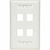 EATON Tripp Lite Quad Outlet RJ45 Universal Keystone Face Plate / Wall Plate, White, 4-Port - 4 x Socket(s) - 1-gang - White - TAA Compliant - N042-001-04-WH