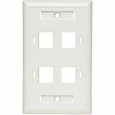 EATON Tripp Lite Quad Outlet RJ45 Universal Keystone Face Plate / Wall Plate, White, 4-Port - 4 x Socket(s) - 1-gang - White - TAA Compliant - N042-001-04-WH