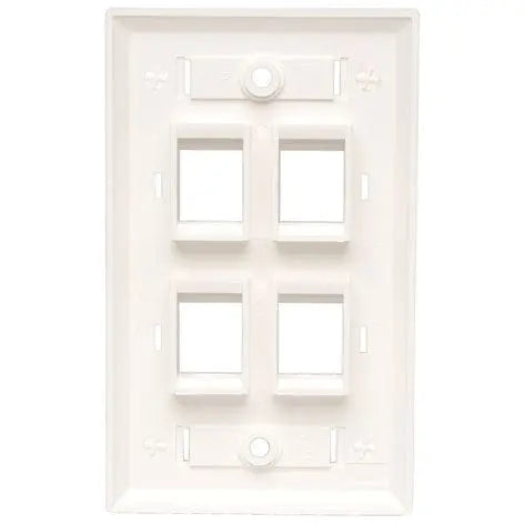EATON Tripp Lite Quad Outlet RJ45 Universal Keystone Face Plate / Wall Plate, White, 4-Port - 4 x Socket(s) - 1-gang - White - TAA Compliant - N042-001-04-WH