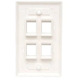 EATON Tripp Lite Quad Outlet RJ45 Universal Keystone Face Plate / Wall Plate, White, 4-Port - 4 x Socket(s) - 1-gang - White - TAA Compliant - N042-001-04-WH
