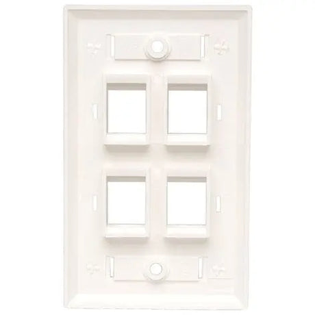 EATON Tripp Lite Quad Outlet RJ45 Universal Keystone Face Plate / Wall Plate, White, 4-Port - 4 x Socket(s) - 1-gang - White - TAA Compliant - N042-001-04-WH