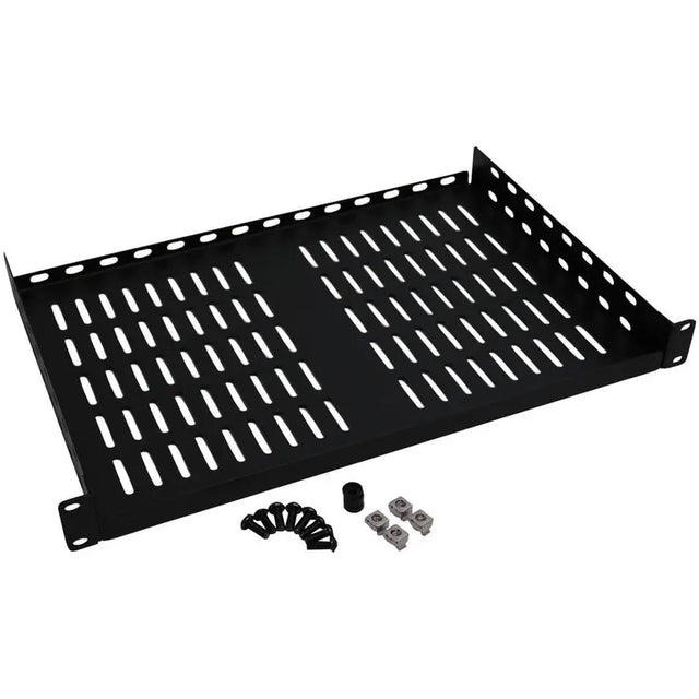 EATON Tripp Lite Rack Enclosure Cabinet Cantilever Fixed Shelf 40lb Capacity 1URM - 1U Rack Height - Black - Cold-rolled Steel (CRS) - 40 lb Maximum Weight Capacity - SRSHELF2P1U