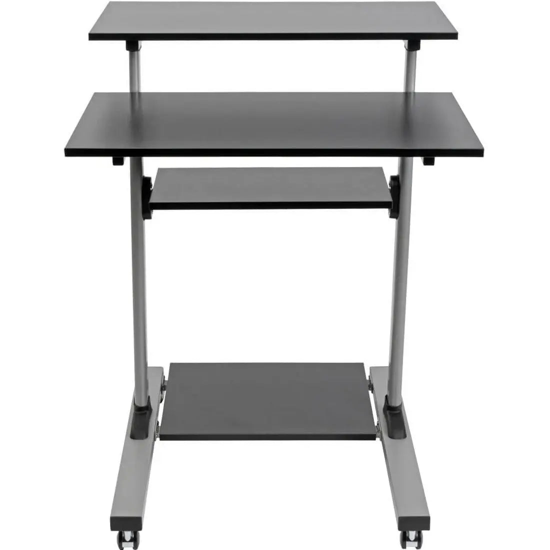 EATON Tripp Lite Rolling Standing Desk/Workstation on Wheels, Height Adjustable, Mobile - 132.28 lb Load Capacity - 4 x Shelf(ves) - Floor - Medium Density Fiberboard (MDF), Steel - Black - WWSSRC