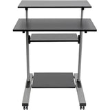 EATON Tripp Lite Rolling Standing Desk/Workstation on Wheels, Height Adjustable, Mobile - 132.28 lb Load Capacity - 4 x Shelf(ves) - Floor - Medium Density Fiberboard (MDF), Steel - Black - WWSSRC
