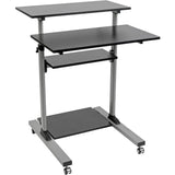 EATON Tripp Lite Rolling Standing Desk/Workstation on Wheels, Height Adjustable, Mobile - 132.28 lb Load Capacity - 4 x Shelf(ves) - Floor - Medium Density Fiberboard (MDF), Steel - Black - WWSSRC