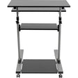 EATON Tripp Lite Rolling Standing Desk/Workstation on Wheels, Height Adjustable, Mobile - 132.28 lb Load Capacity - 4 x Shelf(ves) - Floor - Medium Density Fiberboard (MDF), Steel - Black - WWSSRC