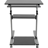 EATON Tripp Lite Rolling Standing Desk/Workstation on Wheels, Height Adjustable, Mobile - 132.28 lb Load Capacity - 4 x Shelf(ves) - Floor - Medium Density Fiberboard (MDF), Steel - Black - WWSSRC