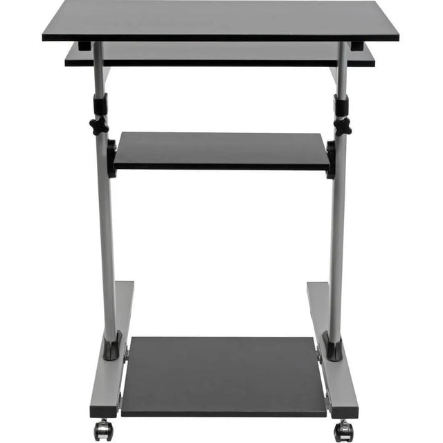 EATON Tripp Lite Rolling Standing Desk/Workstation on Wheels, Height Adjustable, Mobile - 132.28 lb Load Capacity - 4 x Shelf(ves) - Floor - Medium Density Fiberboard (MDF), Steel - Black - WWSSRC