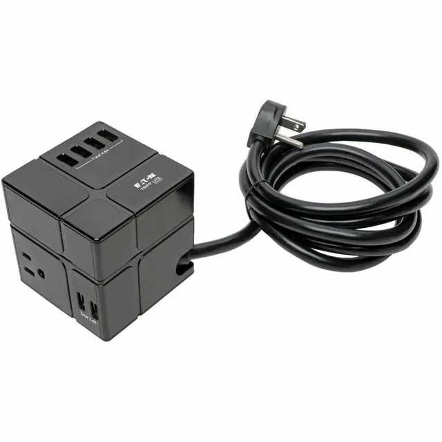 EATON Tripp Lite Safe-IT Cube Surge Protector 3-Outlet 5-15R 6 USB Charging Ports - 6 x USB, 3 x NEMA 5-15R - 1800 VA - 540 J - 120 V AC Input - TLP368CUBEUAM