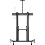 EATON Tripp Lite Safe-IT Heavy-Duty Rolling Cart for 70" to 120" Displays, UL Certified, Antimicrobial Protection - 265 lb Capacity - 4 Casters - 3" Caster Size - Aluminum, Steel - 49.3" Width x 29.9" Depth x 91.9" Height - Black - For 1 Devices