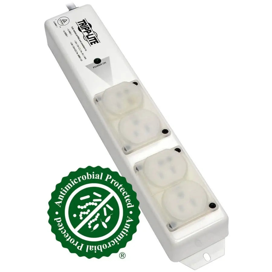 Tripp Lite Safe-IT Power Strip Hospital Medical Antimicrobial 120V 4 Outlet UL60601-1 UL60950-1 Metal - NEMA 5-15P - 4 NEMA 5-15R Hospital Grade - 15ft - PS-415-HGULTRA EATON