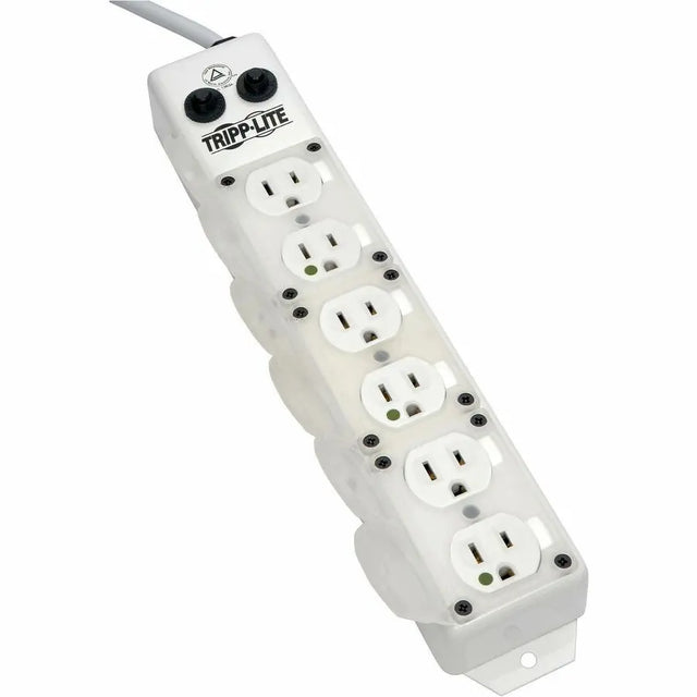 EATON Tripp Lite Safe-IT Power Strip Hospital Medical Antimicrobial 120V 6 Outlet UL1363A 15' Cord Metal - NEMA 5-15P - 6 NEMA 5-15R Hospital Grade - 15ft - PS-615-HG-OEM