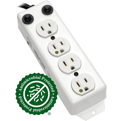 EATON Tripp Lite Safe-IT Power Strip Hospital Medical Antimicrobial 4 Outlet UL1363A 3'-10' Coiled Cord - NEMA 5-15P - 4 x NEMA 5-15R - 10 ft Cord - 15 A Current - 120 V AC Voltage - PS-410-HGOEMCC