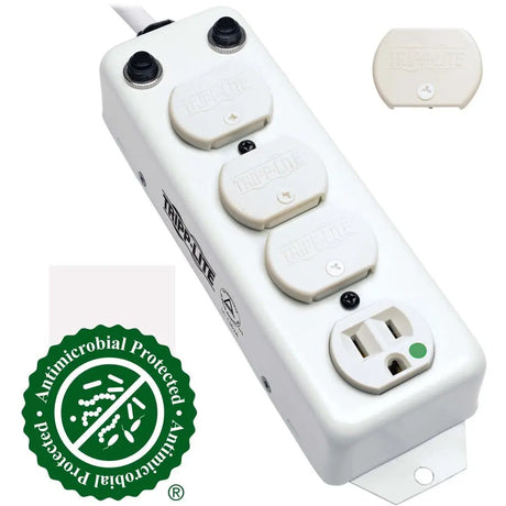 EATON Tripp Lite Safe-IT Power Strip Medical Antimicrobial 120V 4 Outlet UL1363A 15ft Right Angle Cord - NEMA 5-15P-HG - 4 x NEMA 5-15R-HG - 15 ft Cord - 120 V AC Voltage - 1800 W - Rack-mountable, Desk Mou...  - PS-415-HG-OEMRA