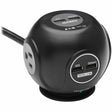 EATON Tripp Lite Safe-IT Spherical Surge Protector 3-Outlets 4 USB Ports 6ft Cord - 3 x NEMA 5-15R, 4 x USB - 1800 VA - 540 J - 120 V AC Input - TLP38UAM