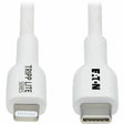 EATON Tripp Lite Safe-IT USB C to Lightning Sync/Charge Cable Antibacterial 1M - 3.28 ft Lightning/USB-C Data Transfer Cable for iPhone, iPad, iPod, Computer, Wall Charger, Car Charger, Notebook, External H...  - M102AB-01M-WH