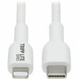 EATON Tripp Lite Safe-IT USB C to Lightning Sync/Charge Cable Antibacterial 2M - 6.56 ft Lightning/USB-C Data Transfer Cable for iPhone, iPad, iPod, Computer, Wall Charger, Car Charger, Notebook, External H...  - M102AB-02M-WH