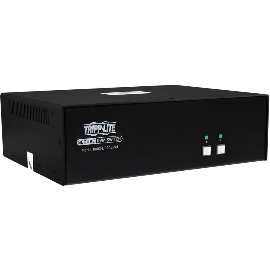EATON Tripp Lite Secure KVM Switch, 2-Port, Dual Head, DisplayPort to DisplayPort, 4K, NIAP PP4.0, Audio, TAA - 2 Computer(s) - 1 Local User(s) - 3840 x 2160 - 50 Hz, 60 Hz - 4 x USB - 6 x DisplayPort - TAA Compliant