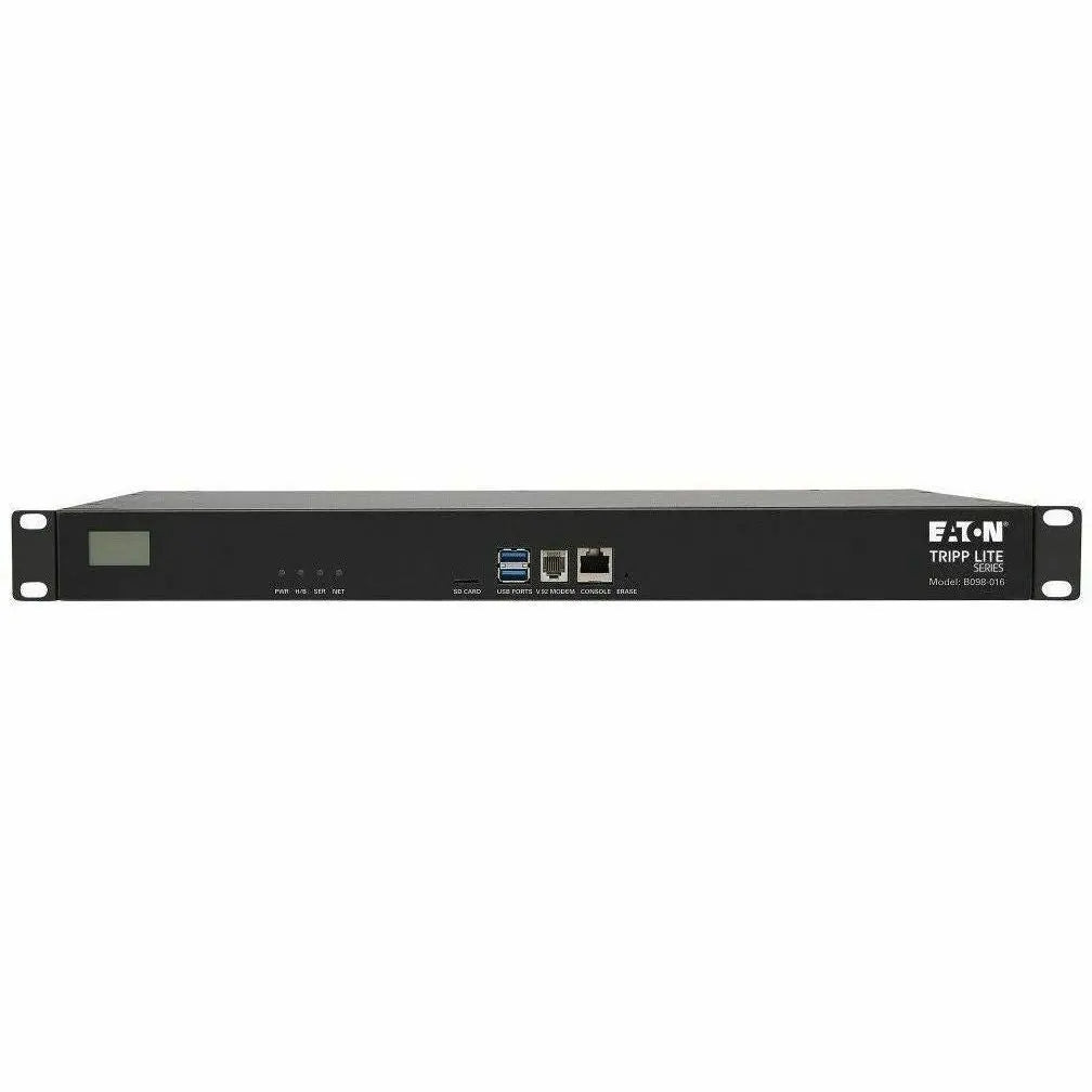 EATON Tripp Lite Serial Console Server 16-Port 2 USB Ports Dual GbE 16Gb Flash 1U - Twisted Pair - 2 x Network (RJ-45) - 2 x USB - 16 x Serial Port - 10/100/1000Base-T - Gigabit Ethernet - Wireless LAN - De...  - B098-016