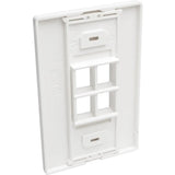 EATON Tripp Lite Single-Gang 4-Port Wall Plate Keystone Cat5/6 USB HDMI Dport RCA - 4 x Total Number of Socket(s) - 1-gang - White - Polycarbonate - N080-104