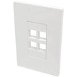 EATON Tripp Lite Single-Gang 4-Port Wall Plate Keystone Cat5/6 USB HDMI Dport RCA - 4 x Total Number of Socket(s) - 1-gang - White - Polycarbonate - N080-104