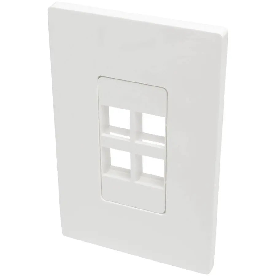 EATON Tripp Lite Single-Gang 4-Port Wall Plate Keystone Cat5/6 USB HDMI Dport RCA - 4 x Total Number of Socket(s) - 1-gang - White - Polycarbonate - N080-104
