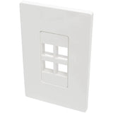 EATON Tripp Lite Single-Gang 4-Port Wall Plate Keystone Cat5/6 USB HDMI Dport RCA - 4 x Total Number of Socket(s) - 1-gang - White - Polycarbonate - N080-104