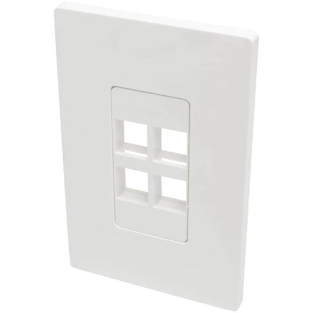 EATON Tripp Lite Single-Gang 4-Port Wall Plate Keystone Cat5/6 USB HDMI Dport RCA - 4 x Total Number of Socket(s) - 1-gang - White - Polycarbonate - N080-104