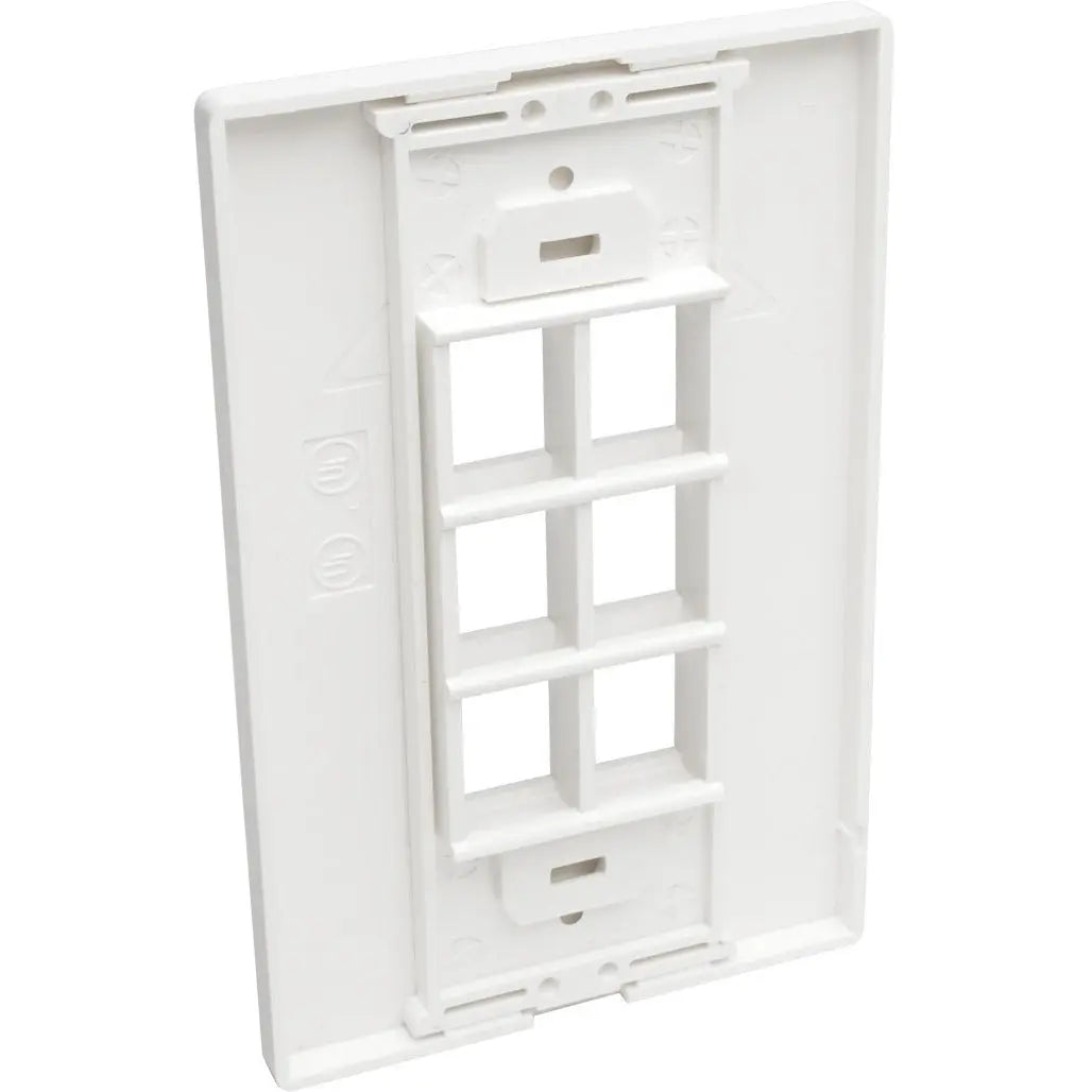 EATON Tripp Lite Single-Gang 6-Port Wall Plate Keystone Cat5/6 USB HDMI Dport RCA - 6 x Total Number of Socket(s) - 1-gang - White - Polycarbonate - N080-106