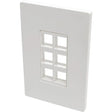 EATON Tripp Lite Single-Gang 6-Port Wall Plate Keystone Cat5/6 USB HDMI Dport RCA - 6 x Total Number of Socket(s) - 1-gang - White - Polycarbonate - N080-106