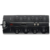EATON Tripp Lite Surge Protector 12 Outlet 120V RJ11 Coax 8ft Cord 2880 Joule - 12 x NEMA 5-15R - 1875 VA - 2880 J - 120 V AC Input - Phone/Fax/Modem/DSL, Coaxial Cable Line - TLP1208TELTV