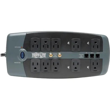 EATON Tripp Lite Surge Protector 120V 10 Outlet RJ11 Coax 8' Cord 3345 Joule - Receptacles: 8 x NEMA 5-15R - 3345J - TLP1008TELTV