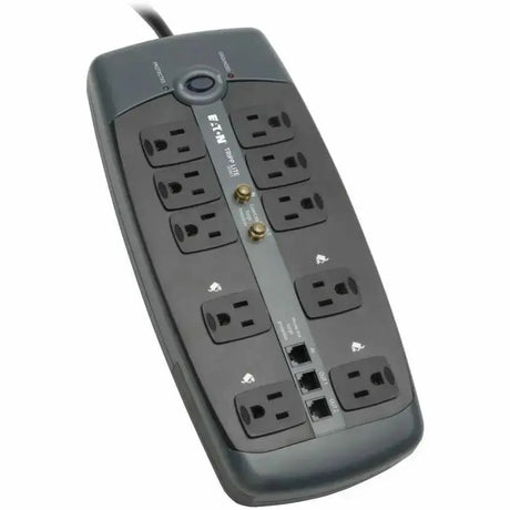 EATON Tripp Lite Surge Protector 120V 10 Outlet RJ11 Coax 8' Cord 3345 Joule - Receptacles: 8 x NEMA 5-15R - 3345J - TLP1008TELTV